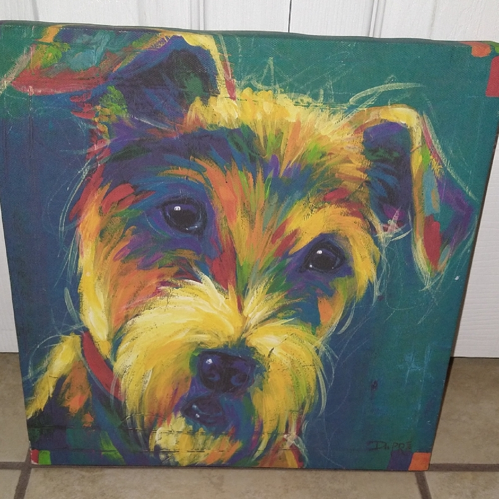 Colorful Dog Canvas Art 12"X12"